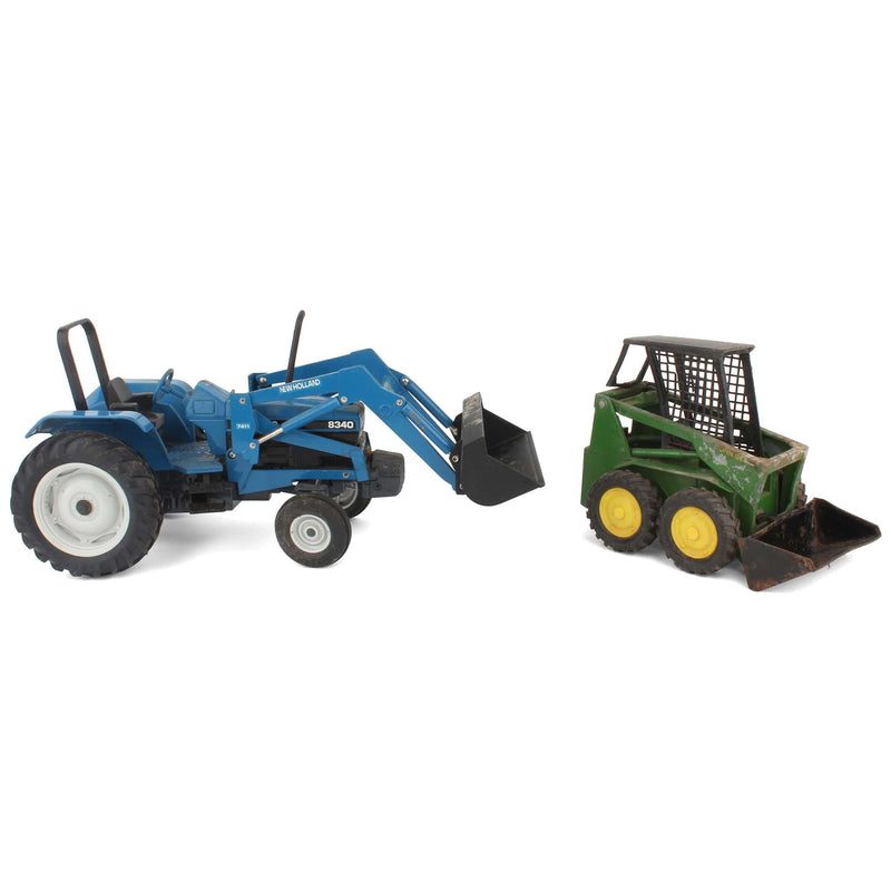 Lot of (1) 1/16 New Holland Tractor with Loader and (1) 1/16 John Deere Skid Loader by ERTL