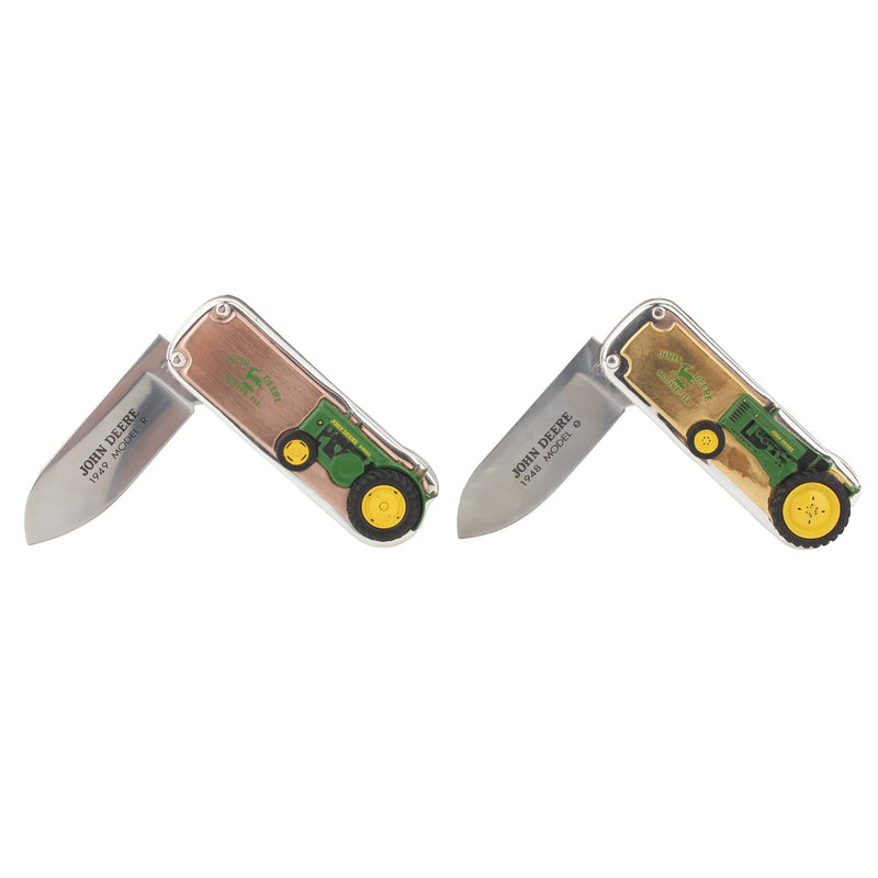 Lot of (2) Franklin Mint John Deere Folding Collector Knives, Model B & R Tractors