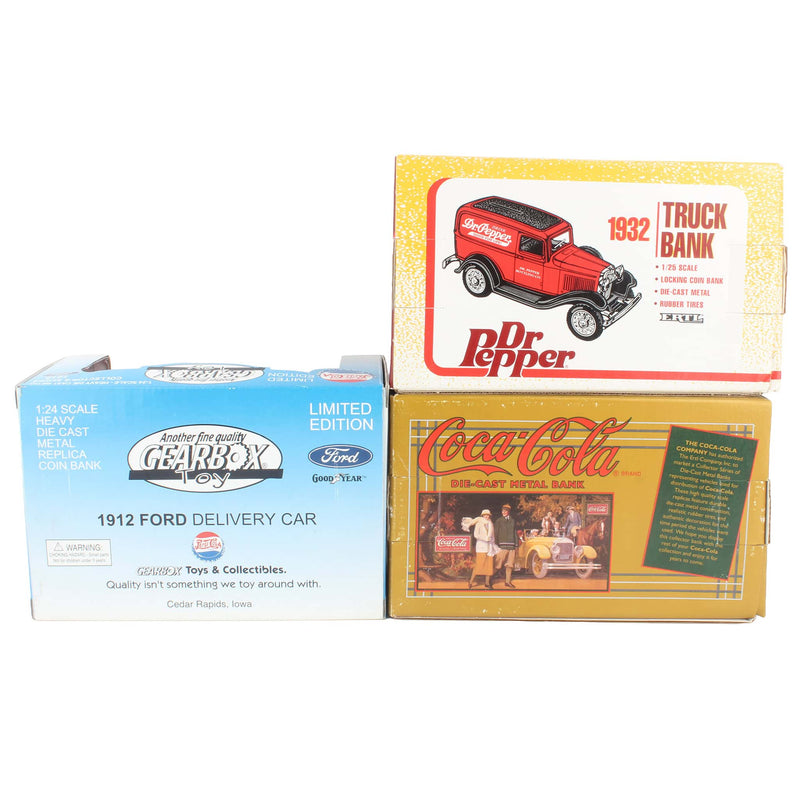 Lot of (3) Carbonated Soda Delivery Truck and Car Banks