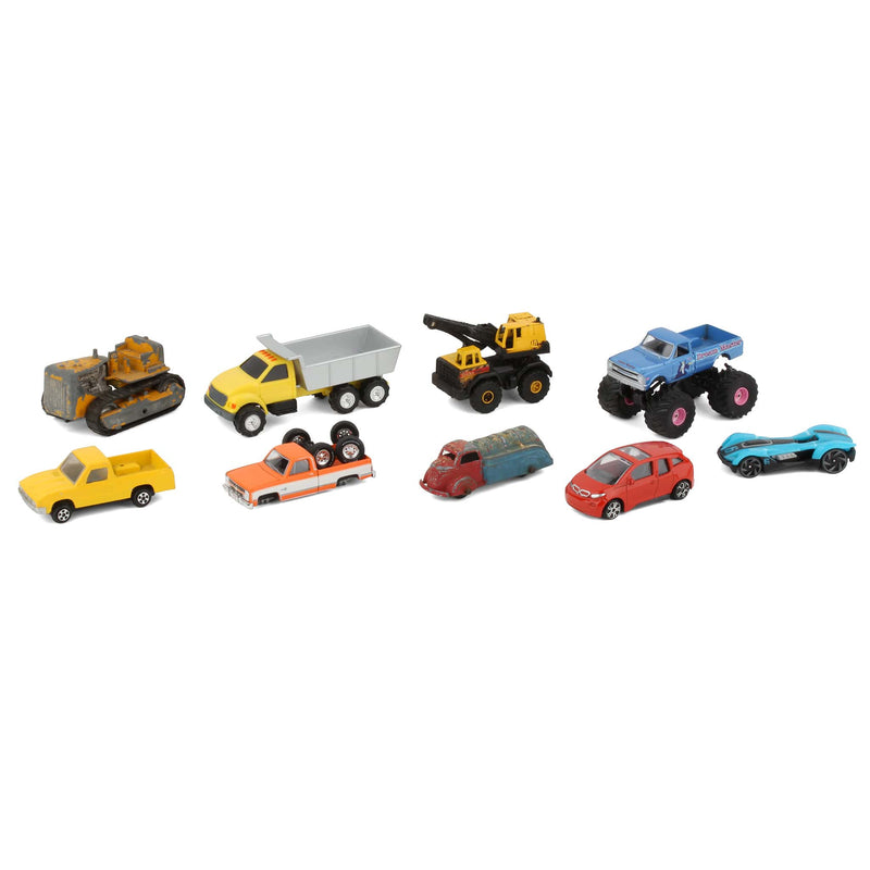 Lot of (2) Cars, (3) Pickup Trucks, (1) Delivery Tanker, (3) Construction Vehicles, and Miscellaneous Chassis and Axles with Tires