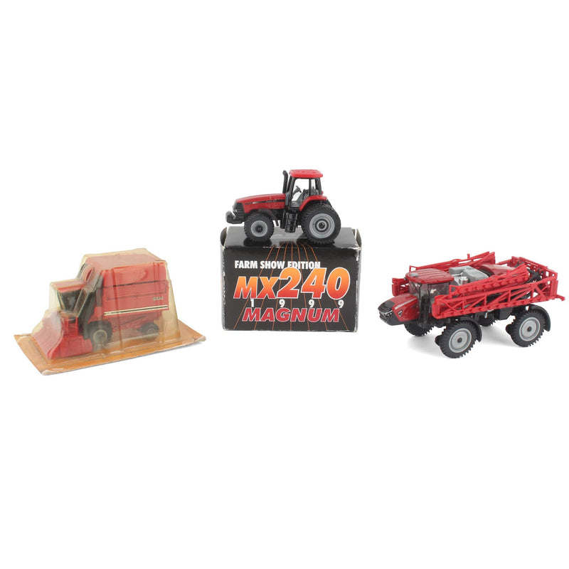 Lot of (3) 1/64 Farming Pieces including (1) Sprayer, (1) Cotton Picker, and (1) Magnum Tractor by ERTL