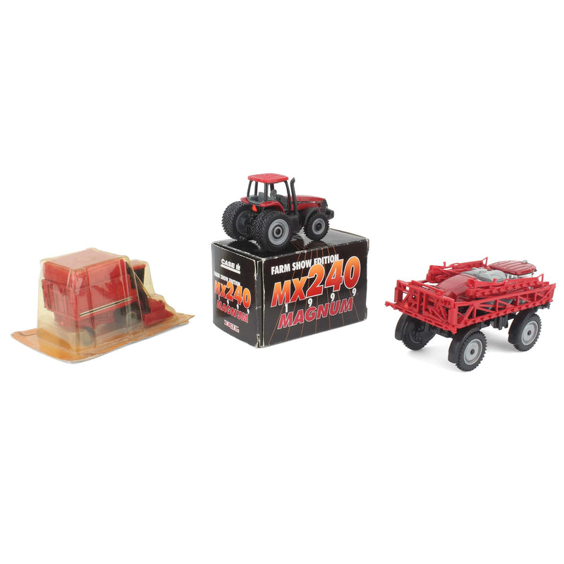 Lot of (3) 1/64 Farming Pieces including (1) Sprayer, (1) Cotton Picker, and (1) Magnum Tractor by ERTL