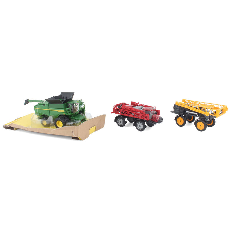 Lot of (2) 1/64 Self Propelled Sprayers and (1) 1/64 John Deere Combine, Prestige Collection by ERTL