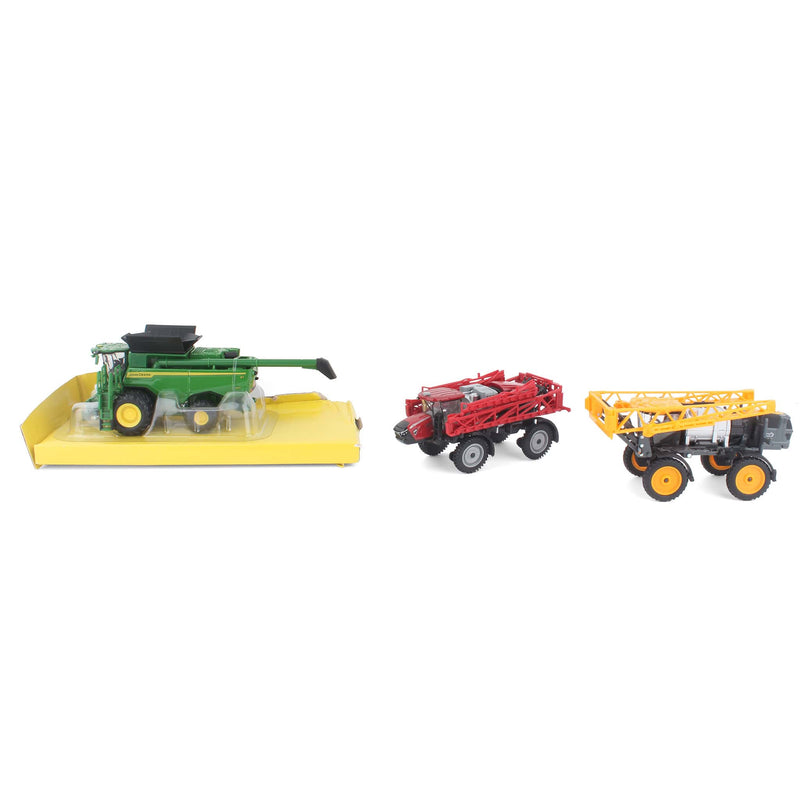 Lot of (2) 1/64 Self Propelled Sprayers and (1) 1/64 John Deere Combine, Prestige Collection by ERTL
