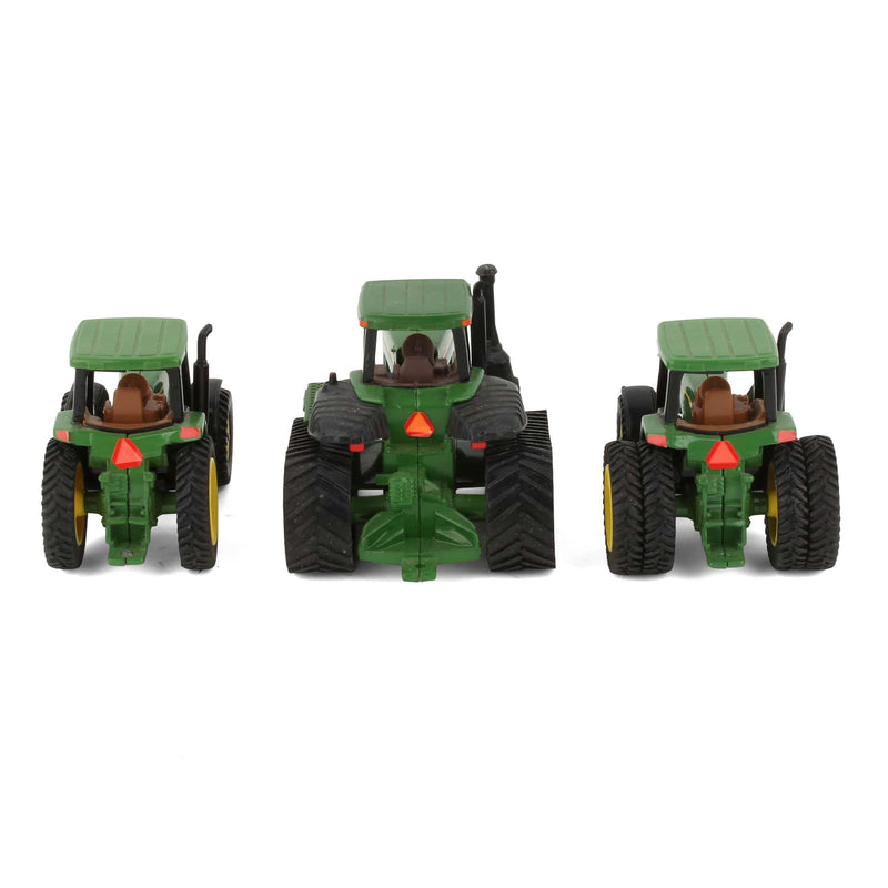 Lot of (3) 1/64 John Deere Tractors and (1) John Deere Table Plaque with Brass Figures by ERTL
