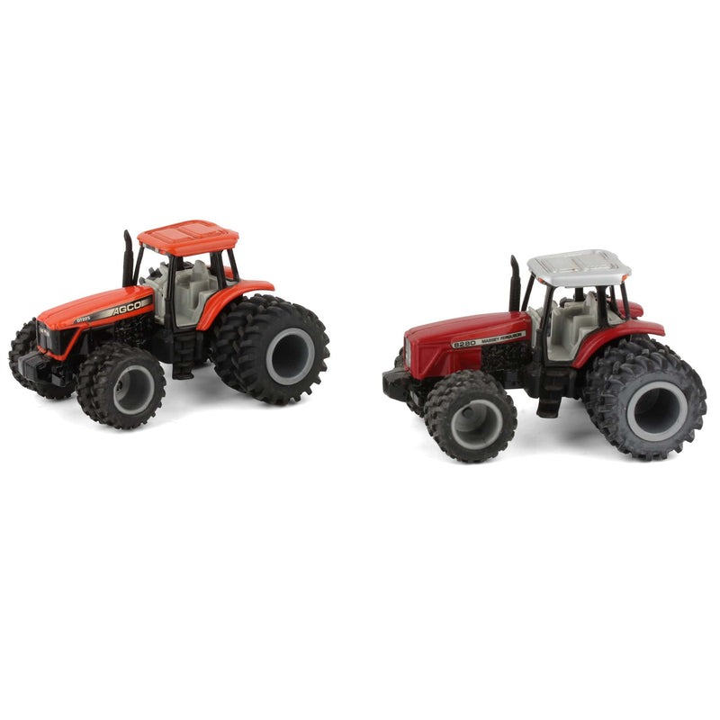 Lot of (1) 1/64 Custom Massey Ferguson Tractor and (1) 1/64 Custom AGCO DT225 Tractor by ERTL