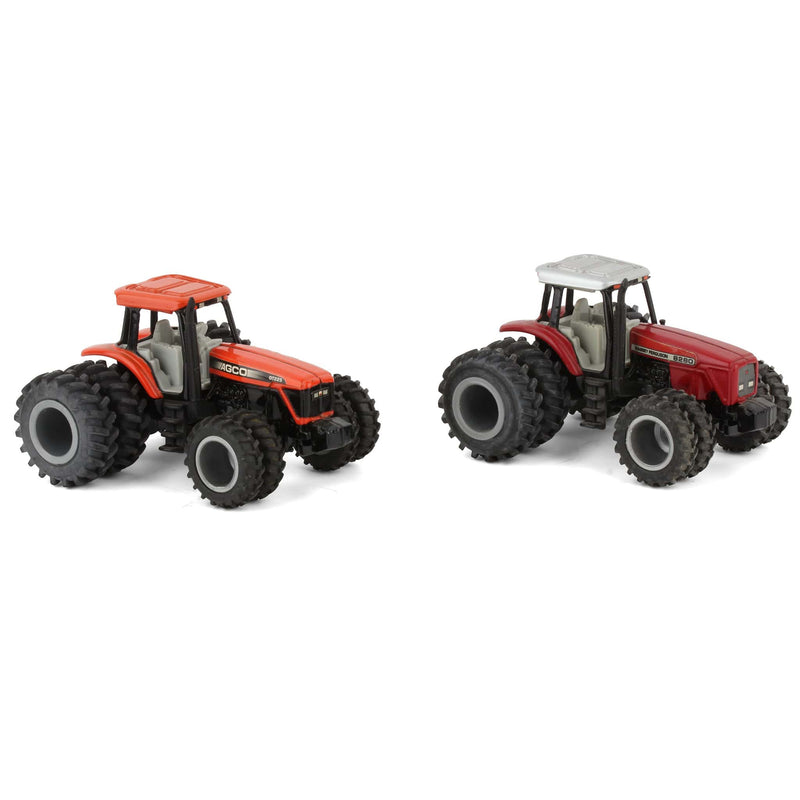 Lot of (1) 1/64 Custom Massey Ferguson Tractor and (1) 1/64 Custom AGCO DT225 Tractor by ERTL