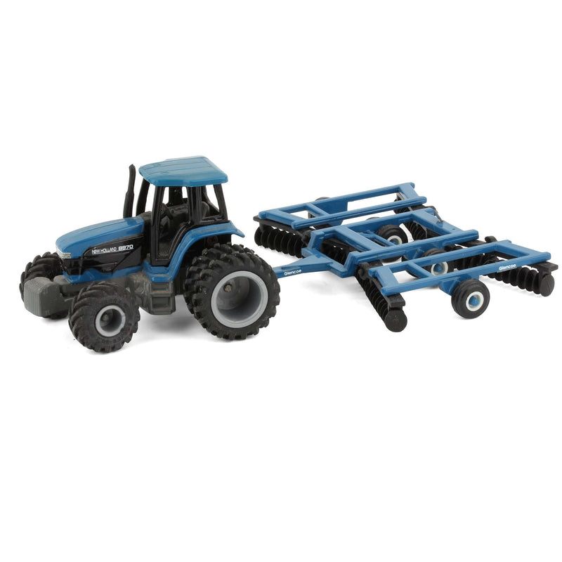 Lot of (1) Custom 1/64 New Holland 8970 Tractor and (1) Custom 1/64 Disc Harrow by ERTL