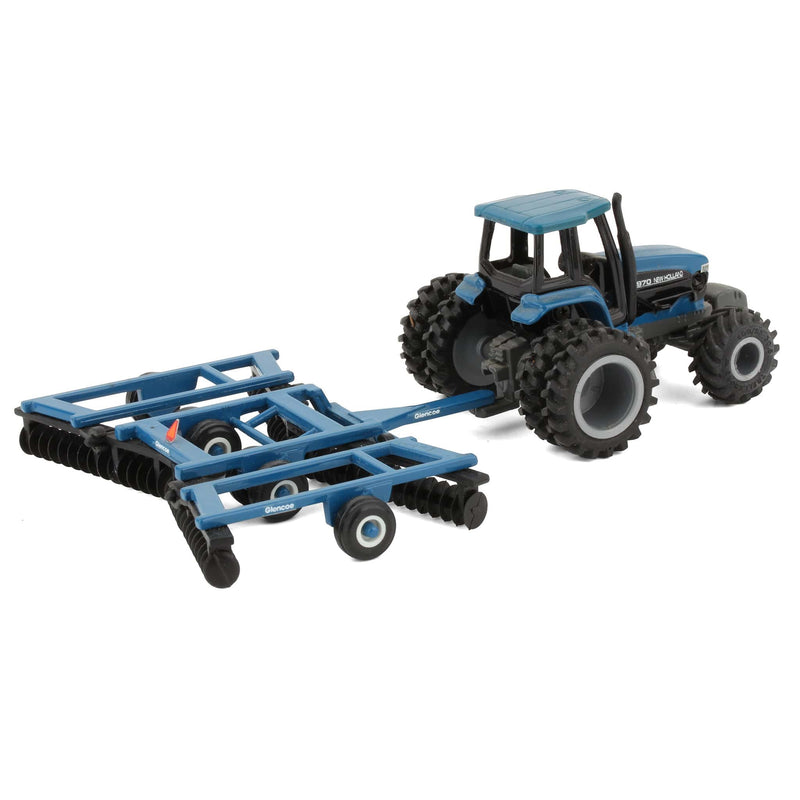 Lot of (1) Custom 1/64 New Holland 8970 Tractor and (1) Custom 1/64 Disc Harrow by ERTL