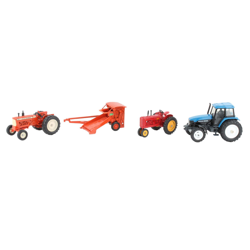 Lot of (3) 1/43 Tractors and (1) Allis Chalmers Baler by ERTL