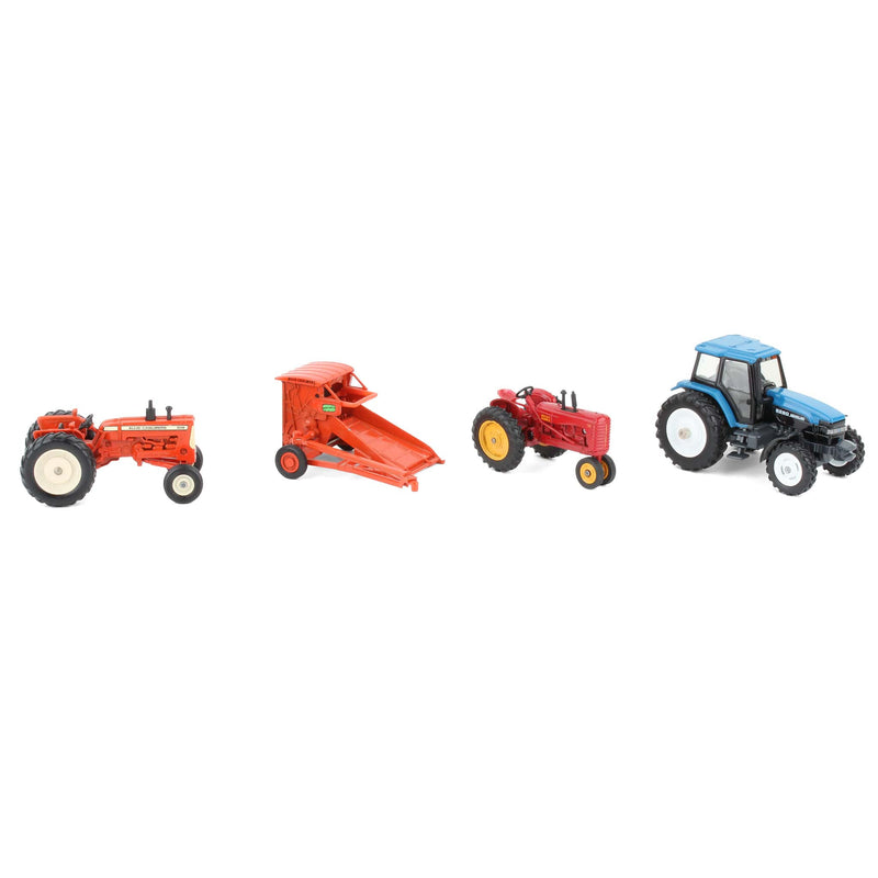 Lot of (3) 1/43 Tractors and (1) Allis Chalmers Baler by ERTL