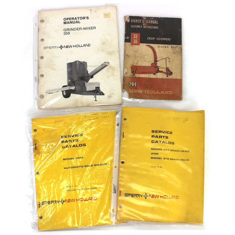 Lot of (2) New Holland Operator's Manuals and (2) New Holland Service Parts Catalogs