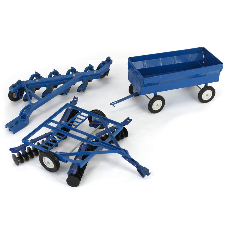 Lot of (1) 1/16 4-Bottom Plow, (1) 1/16 Disc Harrow and (1) 1/16 Barge Wagon