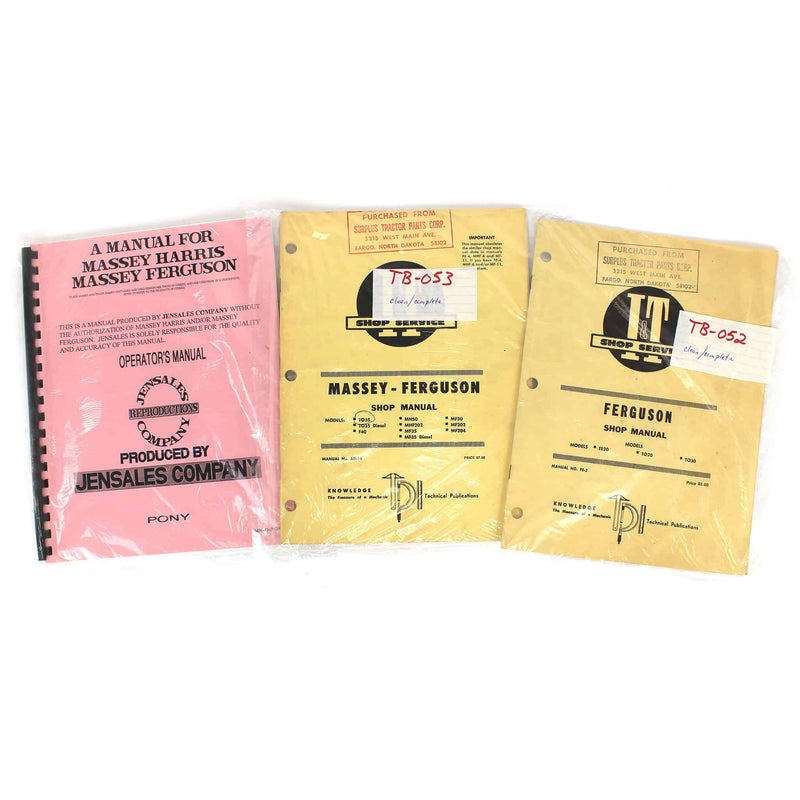 Lot of (1) Massey Harris/Massey Ferguson Operator's Manual and (2) Massey Ferguson Shop Manuals