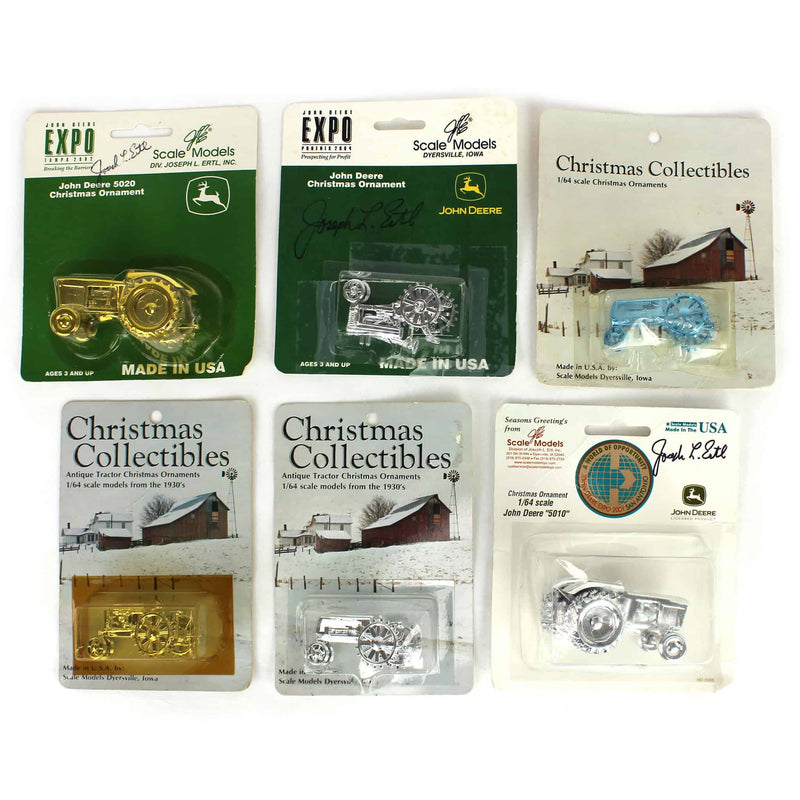 Lot of 1/64 (3) Silver Christmas Ornaments, (2) Gold Christmas Ornaments and (1) Blue Christmas Ornament
