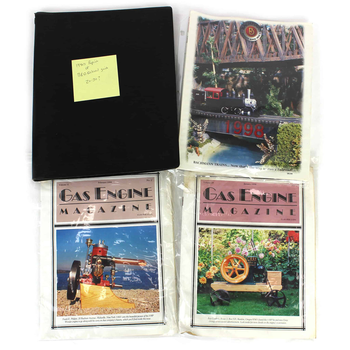 Lot of (2) Gas Engine Magazines, (1) 1998 Bachman Train Catalog and (1