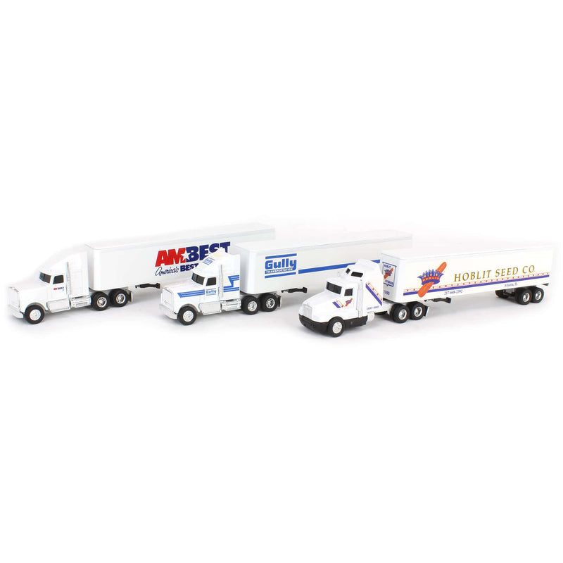 Lot of (3) 1/64 Semi Trucks with Box Trailers
