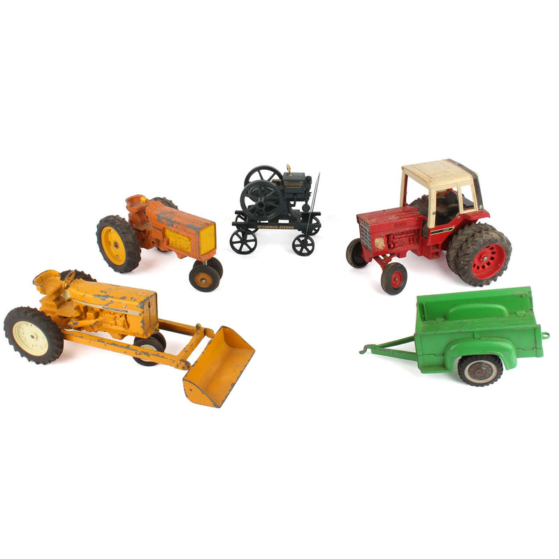 Lot of (3) 1/16 Tractors, (1) 1/6 Engine and (1) 1/16 Trailer