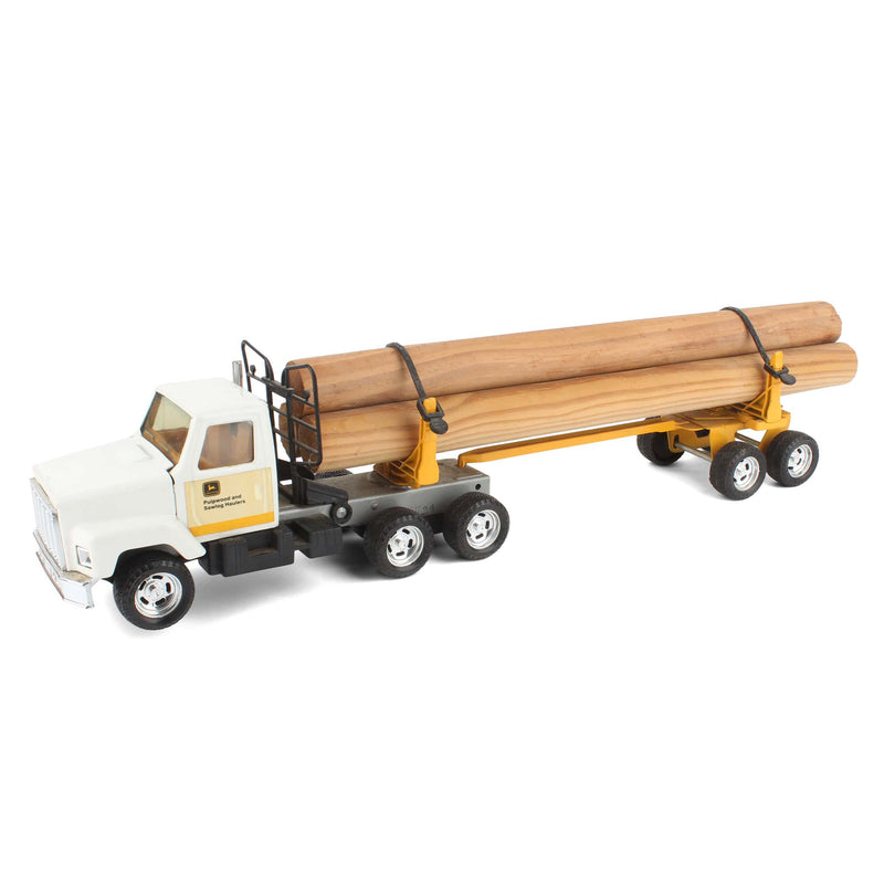 Lot of (2) Heavy Duty Logger Semi Trucks and Log Trailers with Logs by ERTL