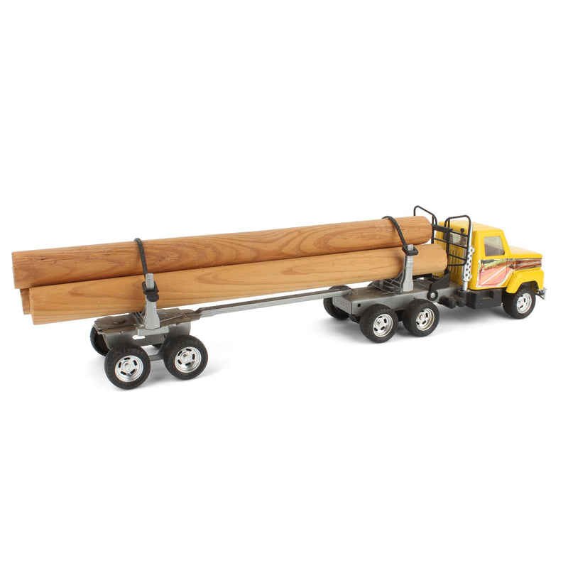 Lot of (2) Heavy Duty Logger Semi Trucks and Log Trailers with Logs by ERTL