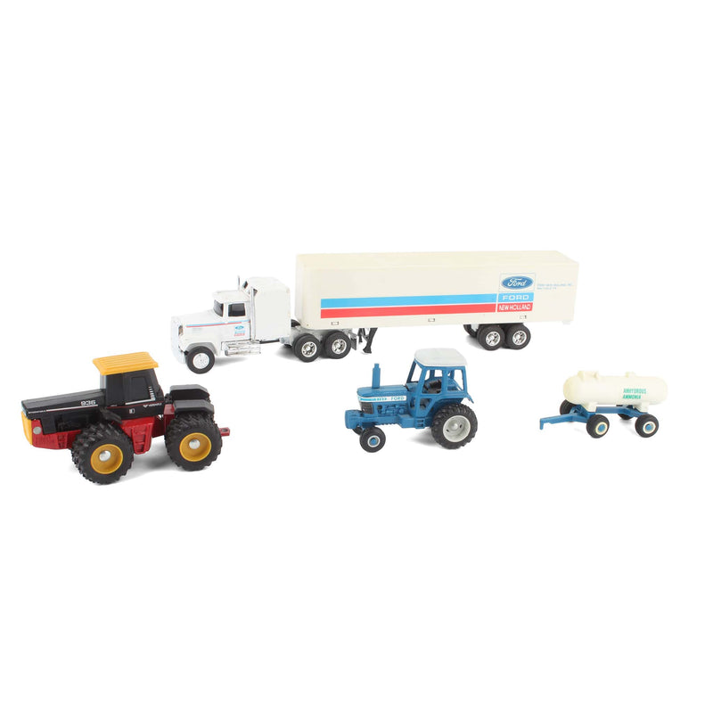 Lot of (1) 1/64 Semi with Trailer, (2) 1/64 Tractors, and (1) 1/64 Farm Implement