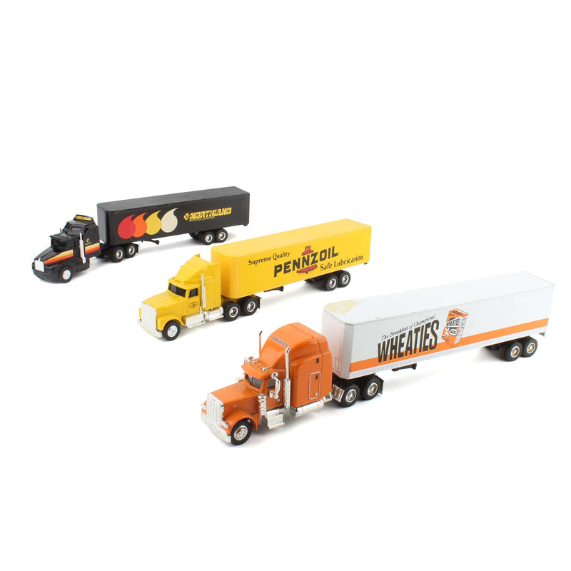 Lot of (3) 1/64 Semi Trucks with Trailers