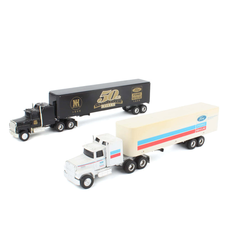 Lot of (2) 1/64 Ford New Holland Semis with Box Trailers