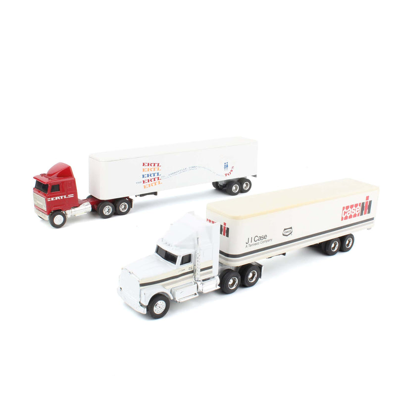 Lot of (2) 1/64 Semi Trucks with Corresponding Box Trailers
