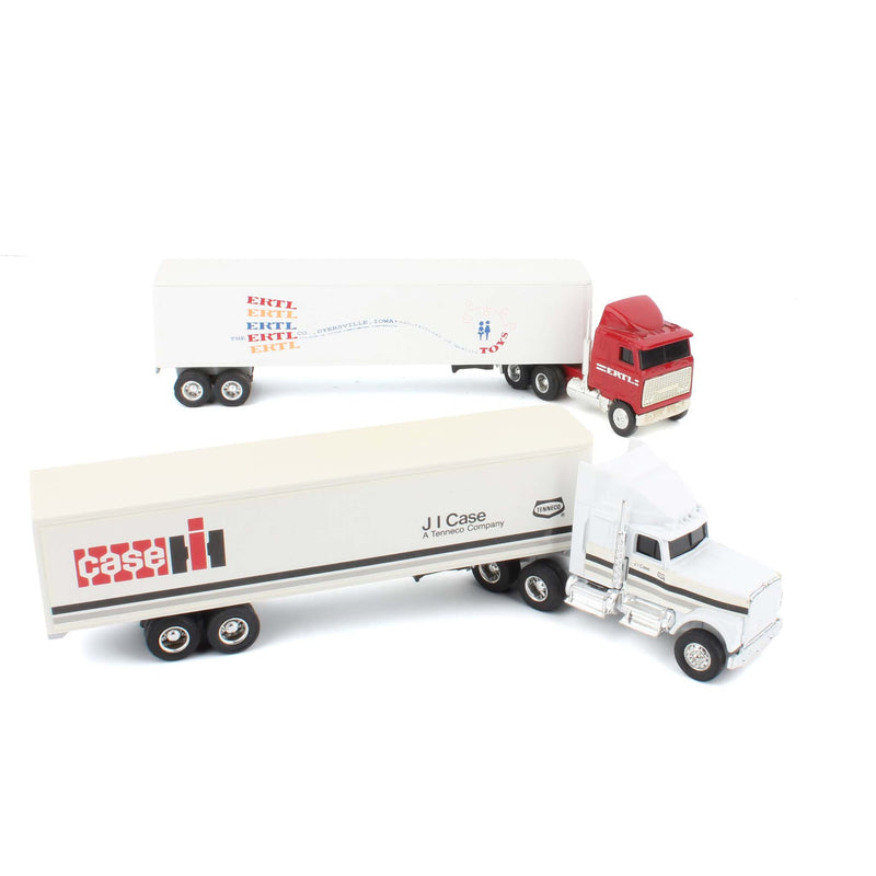Lot of (2) 1/64 Semi Trucks with Corresponding Box Trailers