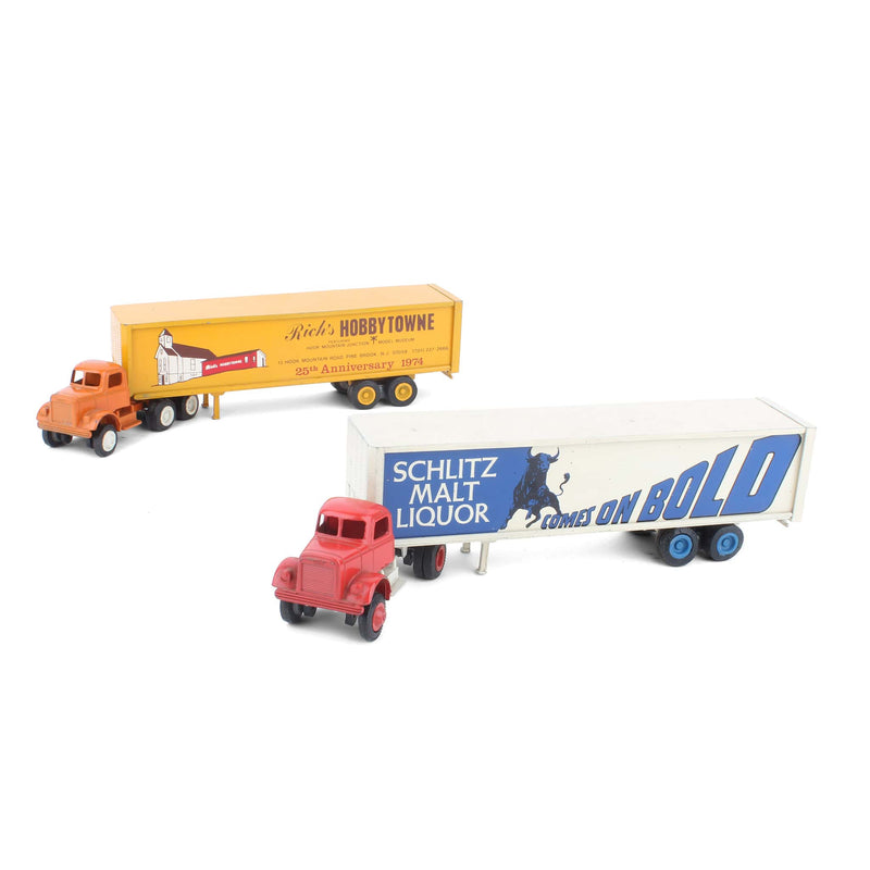 Lot of (2) 1/64 White Semi Trucks with Box Trailers