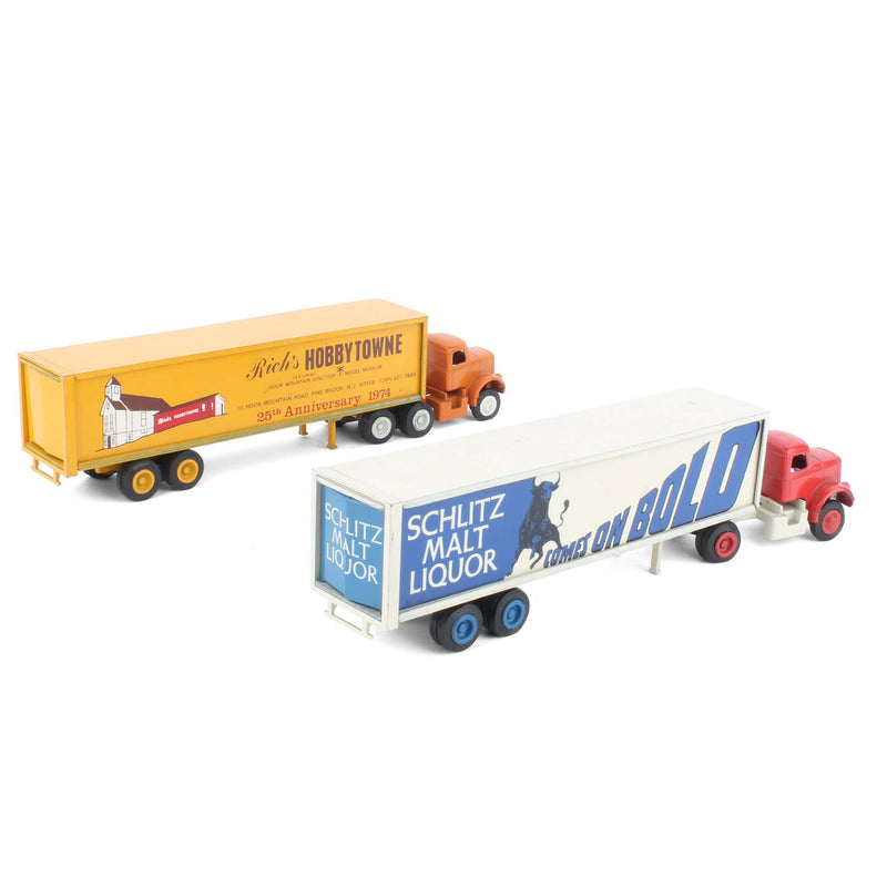 Lot of (2) 1/64 White Semi Trucks with Box Trailers