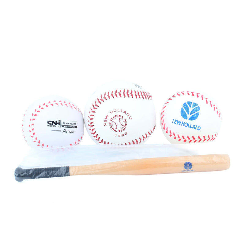 Lot of (3) New Holland Balls and (1) New Holland 2003 Home Run Derby Miniature Bat