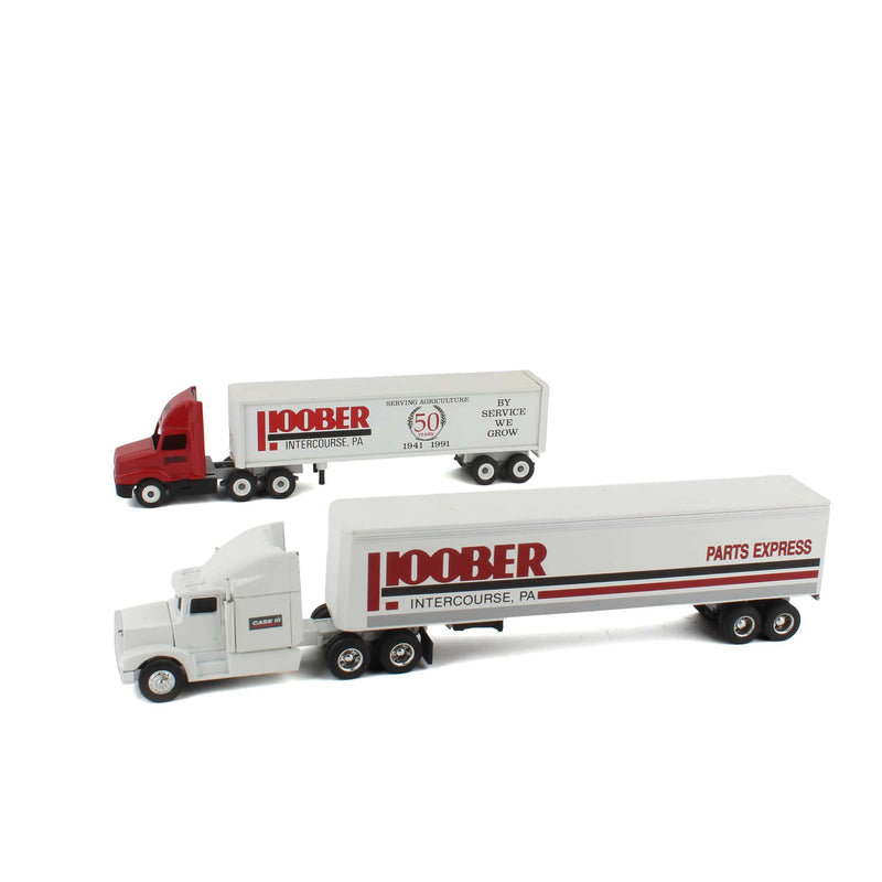Lot of (2) 1/64 Semi Trucks with (2) Hoober Box Trailers