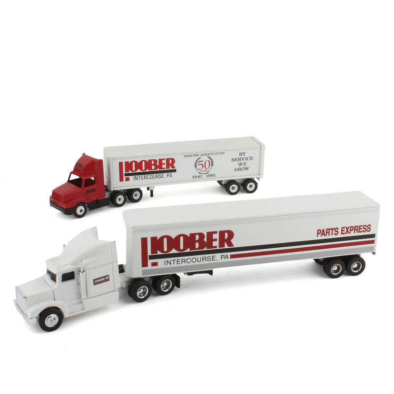 Lot of (2) 1/64 Semi Trucks with (2) Hoober Box Trailers
