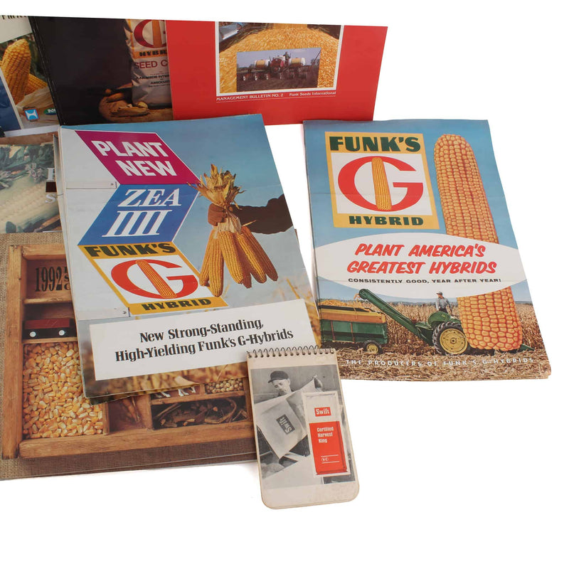 Lot of (23) Hoffman Seed Catalogs, (12) Funk's G Hybrid Information and Sales Pamphlets, (4) Planting Harvest Population Management Bulletin, and (1) Swift Notepad