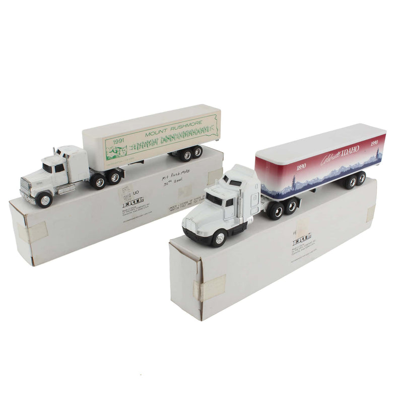 Lot of (1) 1/64 Mount Rushmore Semi and (1) 1/64 Celebrate Idaho Semi with Box Trailers by ERTL