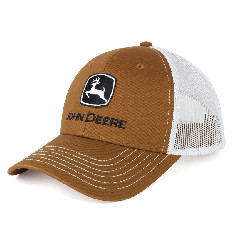 John Deere Logo Construction Brown & Light Gray Mesh Back Hat