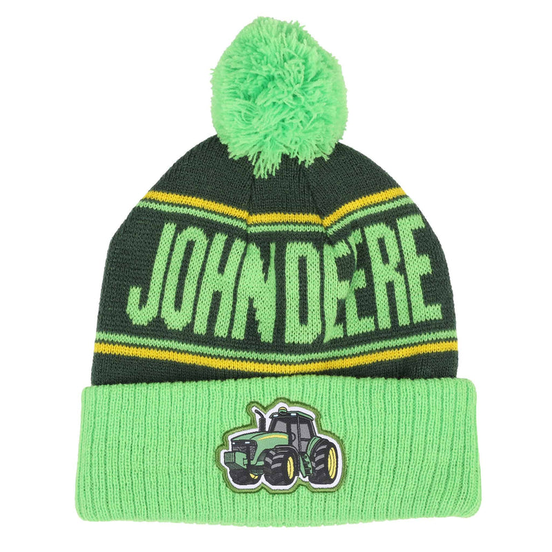 Youth John Deere Green & Yellow Stitched Tractor Beanie Hat