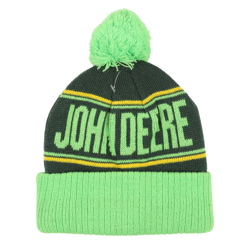 Youth John Deere Green & Yellow Stitched Tractor Beanie Hat