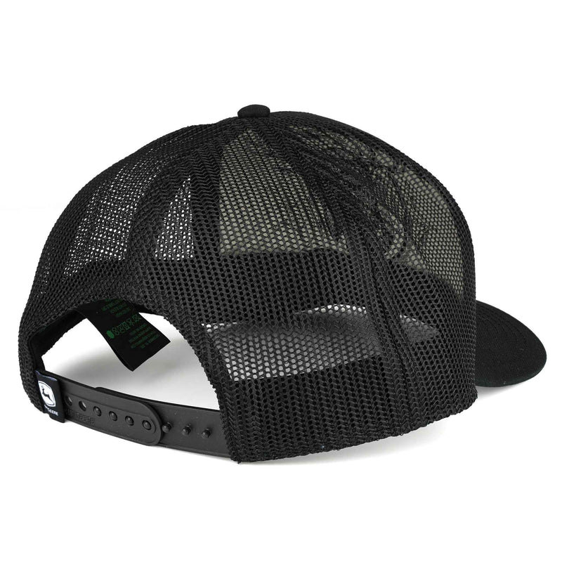 John Deere Vintage Oil Distressed Style Patch Black Mesh Back Hat
