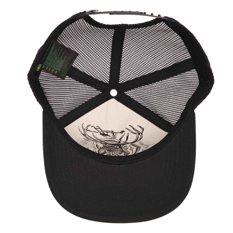 John Deere Vintage Oil Distressed Style Patch Black Mesh Back Hat