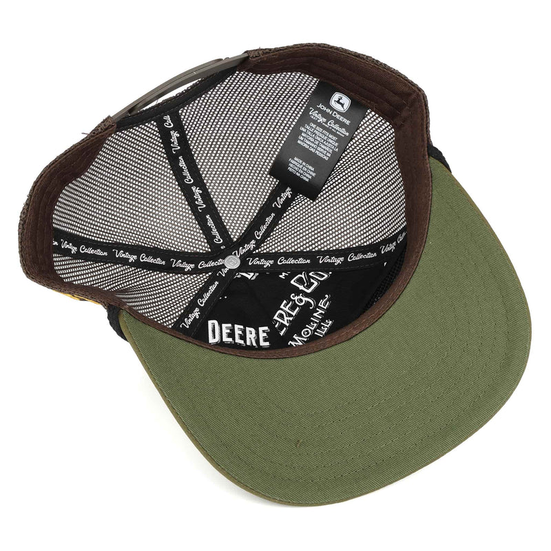 John Deere Patch Olive Green & Black Mesh Back Trucker Rope Hat