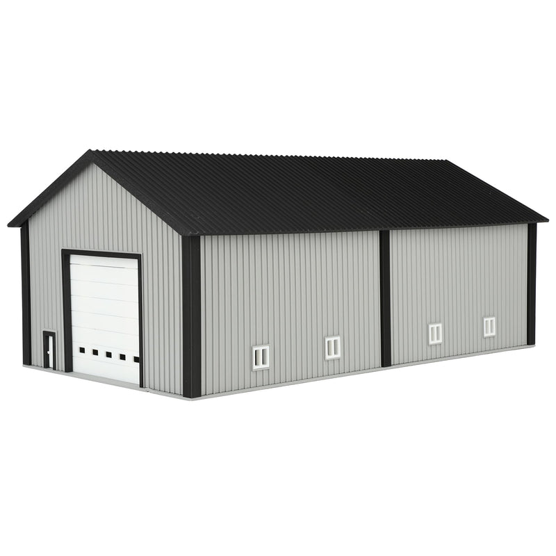 1/64 50 by 100 Shop Dark Grey with White Door by Microville Toys