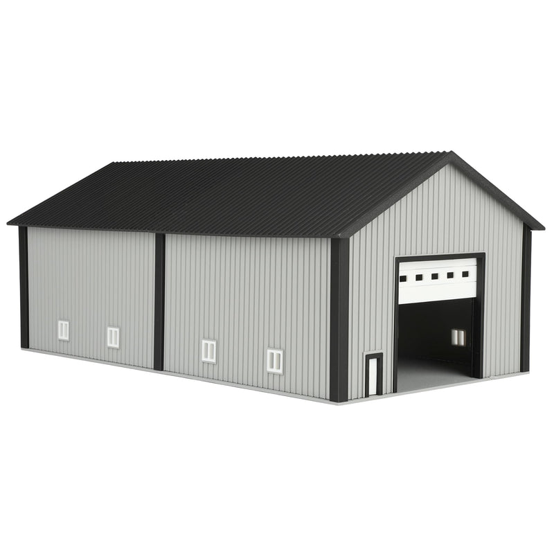 1/64 50 by 100 Shop Dark Grey with White Door by Microville Toys