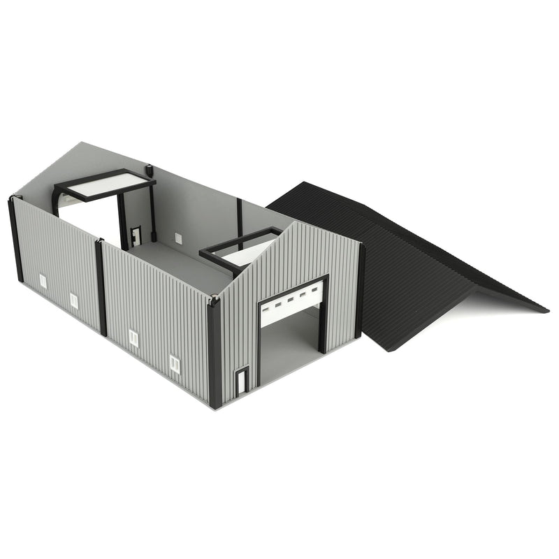 1/64 50 by 100 Shop Dark Grey with White Door by Microville Toys