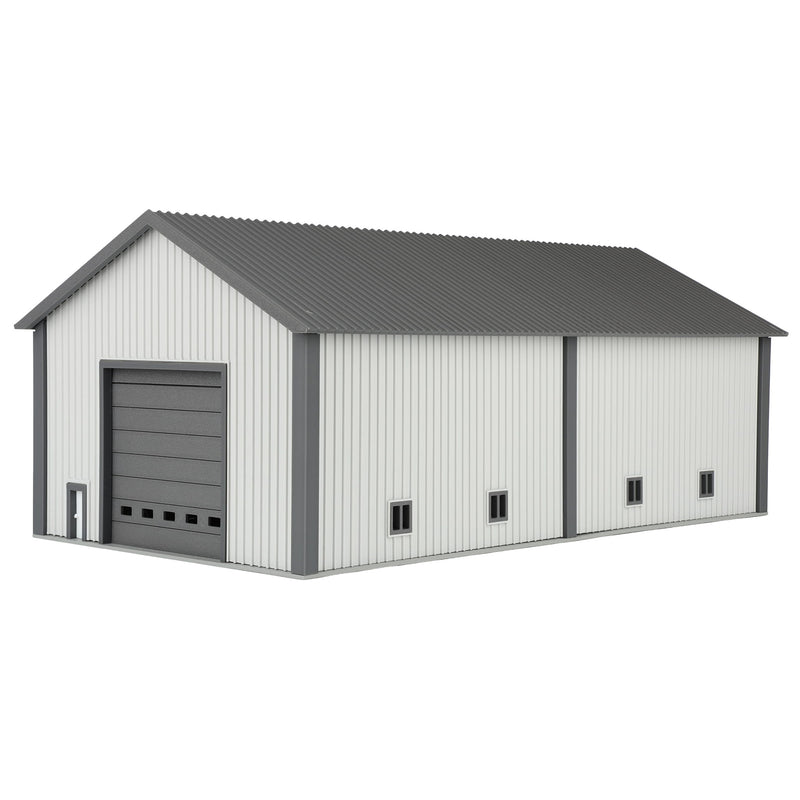 1/64 50 by 100 Shop Light Grey with Dark Door by Microville Toys