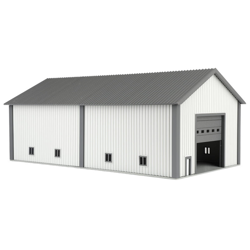 1/64 50 by 100 Shop Light Grey with Dark Door by Microville Toys