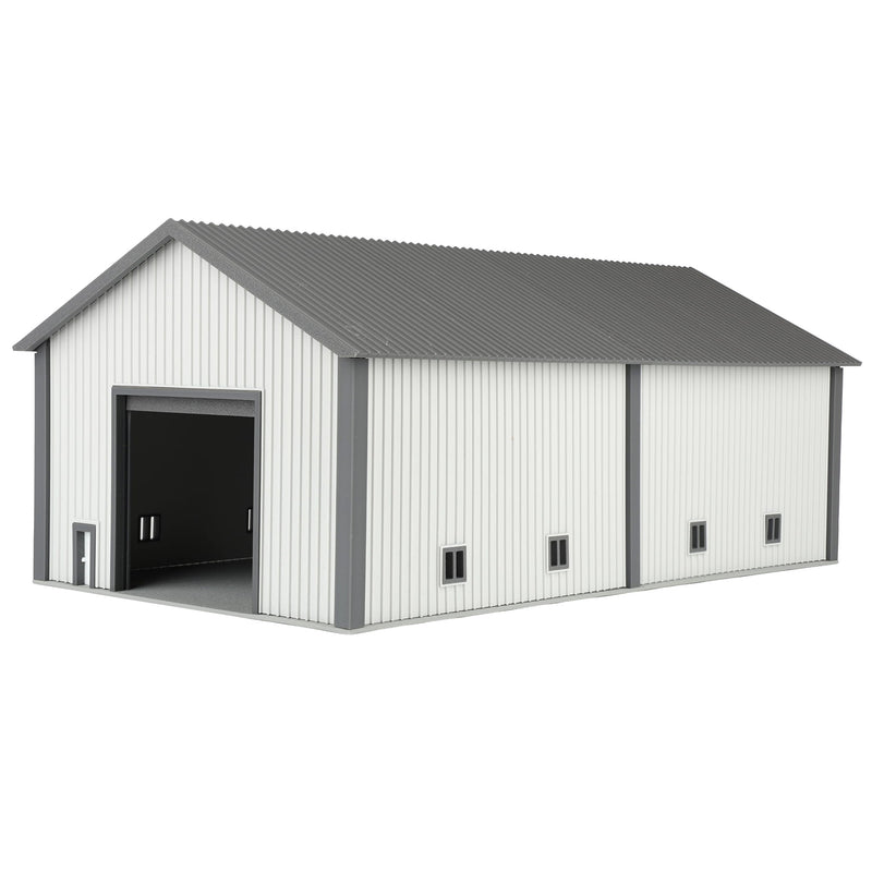 1/64 50 by 100 Shop Light Grey with Dark Door by Microville Toys