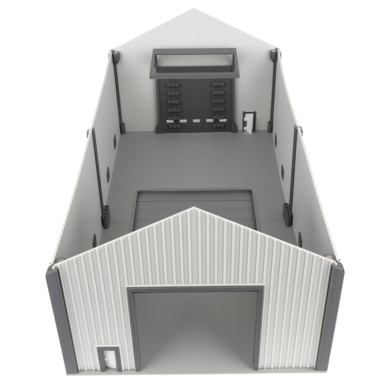 1/64 50 by 100 Shop Light Grey with Dark Door by Microville Toys