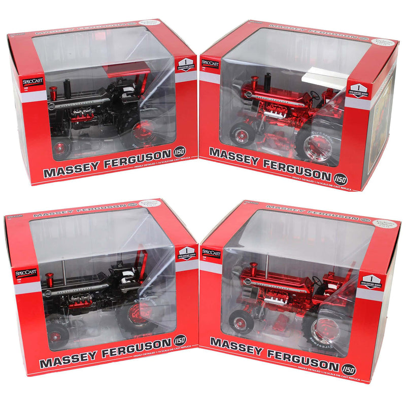 Chrome Set of 4 ~ 1/16 Massey Ferguson 1150 Tractors with Firestone Tires, Outback Toys Exclusive